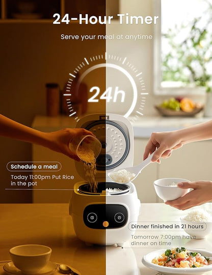 COMFEE' Mini Rice Cooker 4 Cups Cooked/2 Cups Uncooked, Portable Non-Stick rice - Image 5