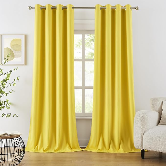 DUALIFE Yellow Blackout Curtains by DUALIFE