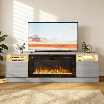 YISUFO 70" TV Stand with 36" Electric Fireplace, Large Modern Media - Image 2