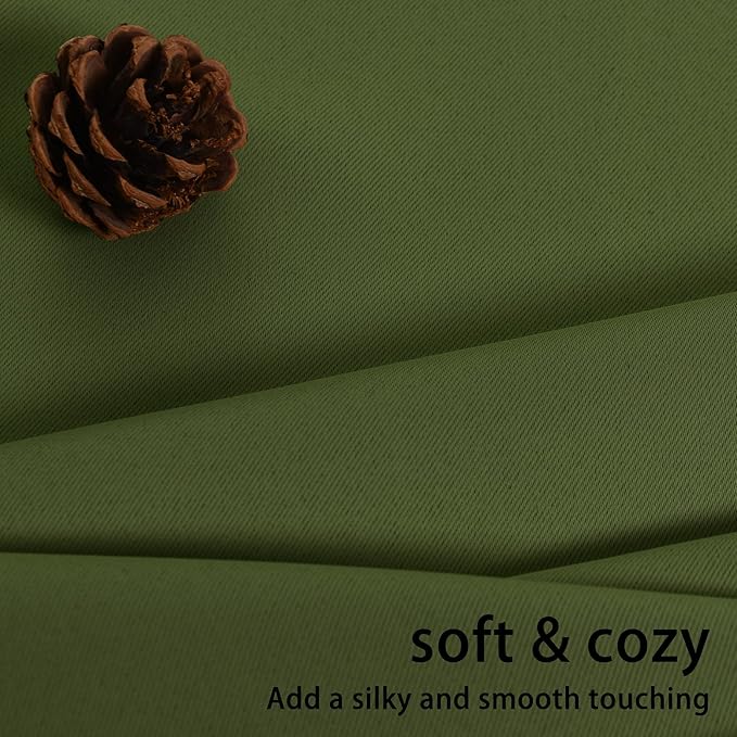 JIUZHEN Olive Green Blackout Curtains - Image 7