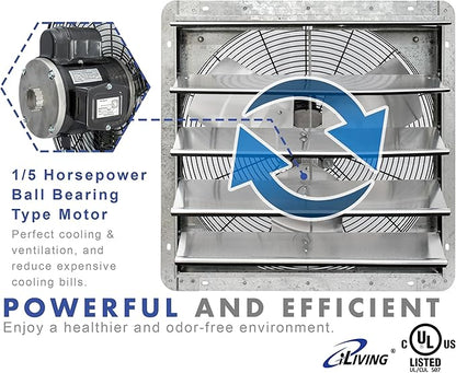iLiving New Upgraded 20" Wall Mounted Exhaust Fan - Image 3