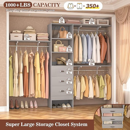 Armocity 96 Inches Closet System, 8FT Walk In Closet Organizer - Image 3