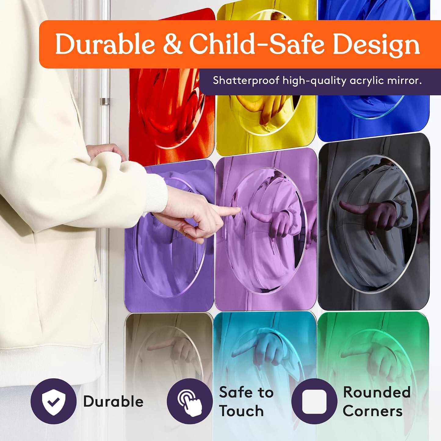 Special Supplies Sensory Bubble Wall Mirror - Multi Color Interactive Acrylic Mirrors for Wall and Sensory Toys for Kids Classroom or Home - Room Decor -Visual, Tactile Stimulation - (Pack of 9)