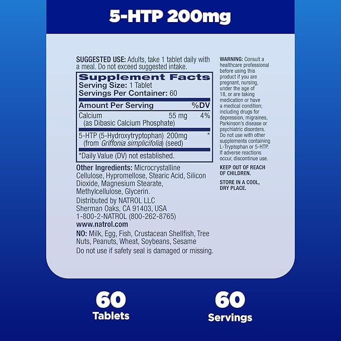 Natrol 5-HTP 200mg Dietary Supplement to Support a Balanced Mood, 60 Time - Image 5