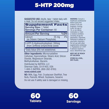 Natrol 5-HTP 200mg Dietary Supplement to Support a Balanced Mood, 60 Time - Image 5