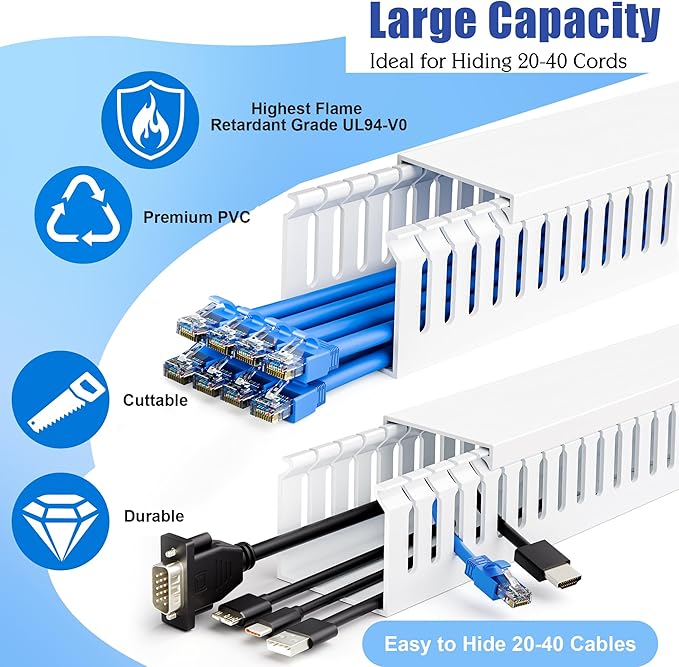 ZhiYo 66in Professional Server Rack Cable Management Raceway, H2in x W2in Cable - Image 3