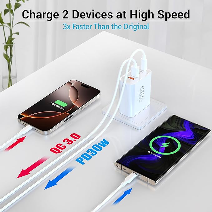 TZBAY 2-Pack 60W USB C Charger Block, 5-Port Fast Wall Charger Station - Image 5