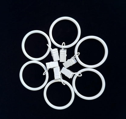 (1.5") 1.5 Inches Smooth Metal Curtain Rings with Clips (28, White)