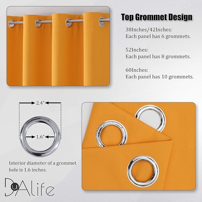 Dualife Marigold Blackout Curtain Panels/Drapes - Image 3