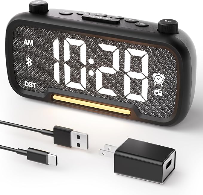 OnLyee 5-in-1 Alarm Clock Radio – FM Radio, Hi-Fi Speaker Sound, Auto-Off Timer by OnLyee