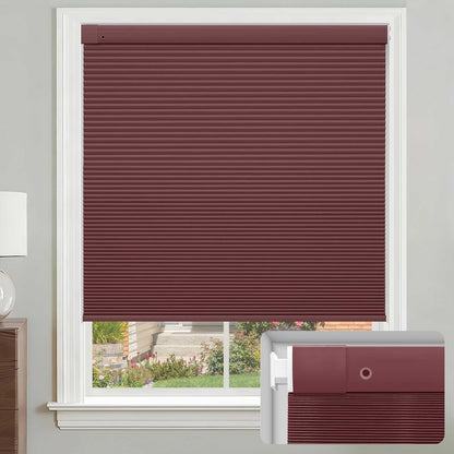 No Drill Cordless Cellular Shade, Mahogany, Custom Size | Blackout, Thermal Insulated, Protects Privacy, Safe Cordless Design, Easy Install, Pull Down Pleated Honeycomb Blind