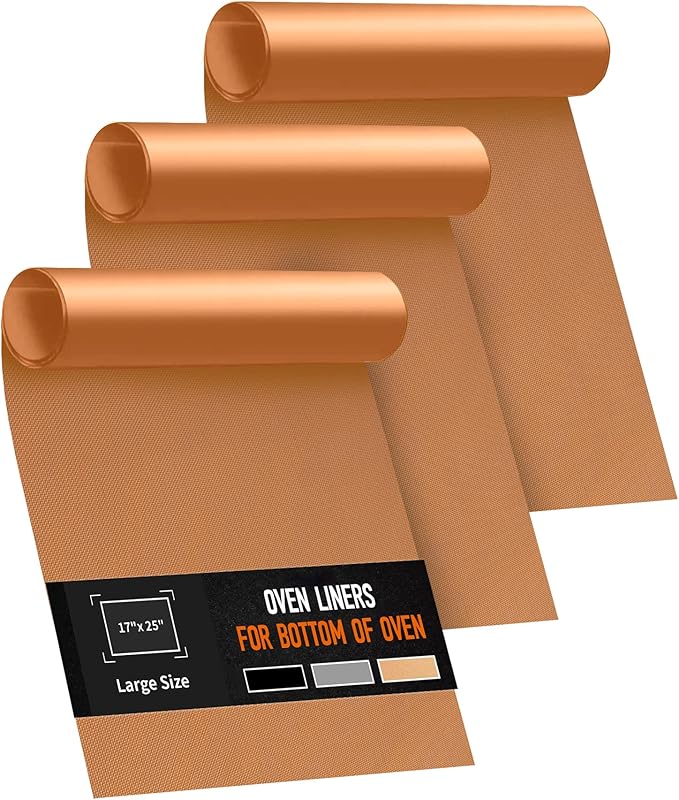 3 Pack Oven Liners for Bottom of Oven, 17x25" Large Heavy Duty Non-Stick by Buself