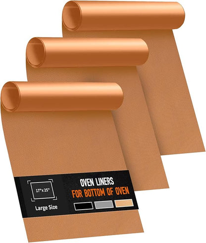 3 Pack Oven Liners for Bottom of Oven, 17x25" Large Heavy Duty Non-Stick by Buself