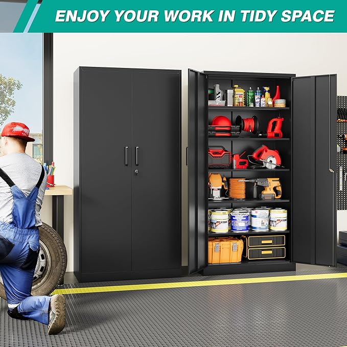 SISESOL Wide & Deep Metal Storage Cabinet - Image 4