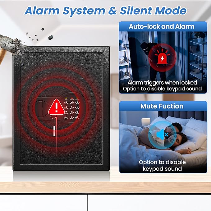 Safe Box with Fireproof Waterproof Bag, Home Safe with Keys & Pass Code & Wall - Image 4