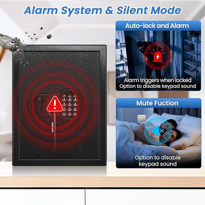Safe Box with Fireproof Waterproof Bag, Home Safe with Keys & Pass Code & Wall - Image 4