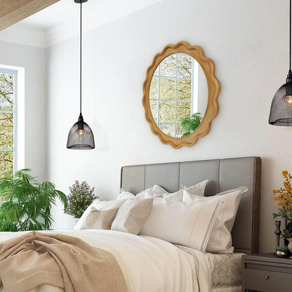 RiteSune Round Mirror 30 Inch, Farmhouse Wall Decor, Large Rustic Circle for Living Room, Bathroom, Entryway