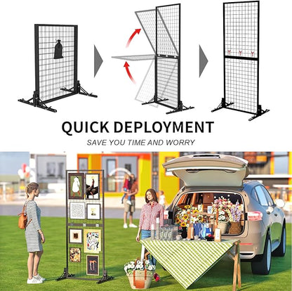 Grid Wall Display Panel Heavy-Duty Foldable, 2ft x 6ft Black Wire Wall Grid - Image 5