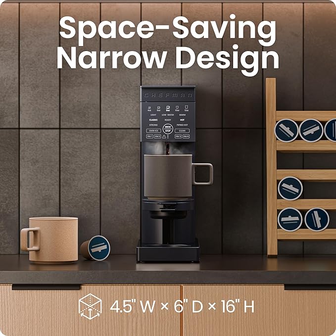 Chefman Caffeinator Single Serve Coffee Maker, Brew Kcups & Grounds, Drip - Image 10