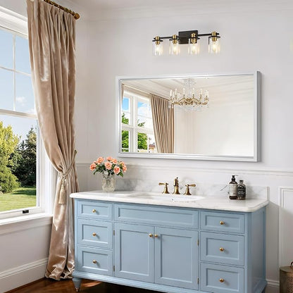 40x24 Silver Bathroom Mirror, Brushed Silver Rectangular Mirror - Image 5