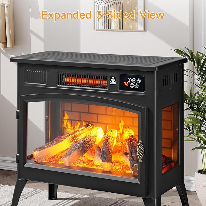 24″ Freestanding Electric Fireplace Stove - Image 4
