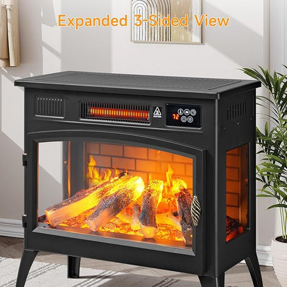 24″ Freestanding Electric Fireplace Stove - Image 4