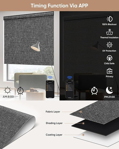 Kincmo Motorized Blinds with Remote, 100% Blackout Motorized Roller Shades Work - Image 4