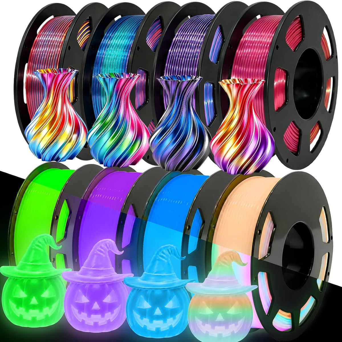 8p multicolor glow in the dark pla+ &, main product view