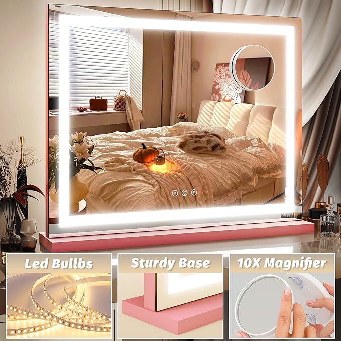 FENNIO Vanity Mirror with Lights 23"x18", Lighted Makeup Mirror, Large Vanity - Image 5