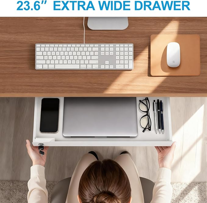 Under Desk Drawer Storage Organizer Lockable 24 Inch Wide, Metal Undermount - Image 7