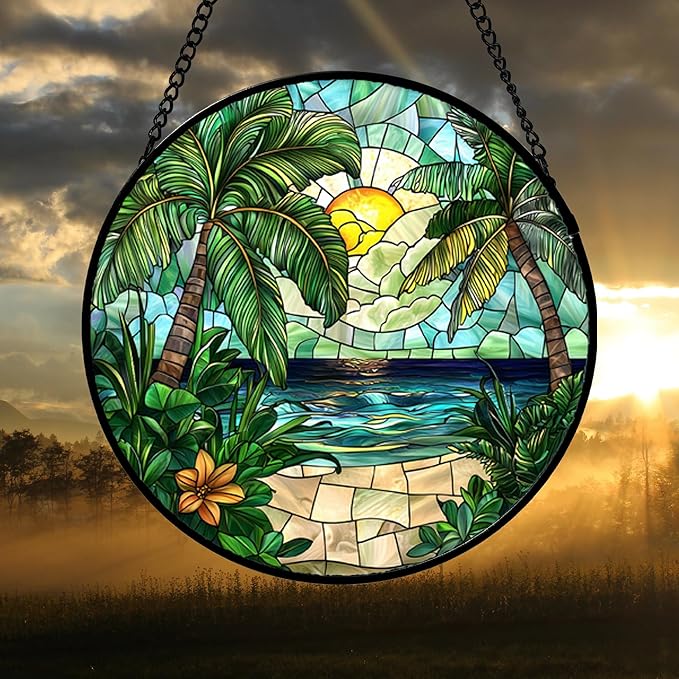 DASTOLL Stained Glass Window Hanging, and Mom 14.9x14.9 in - Image 4