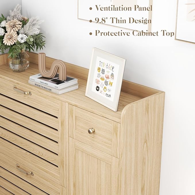 Narrow Shoe Cabinet Storage for Entryway, Hidden Shoe Rack Cabinet - Image 7