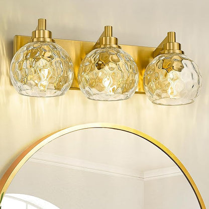 METWET Bathroom Light Fixtures Over Mirror, 3-Light Brushed Gold Vanity Light - Image 6