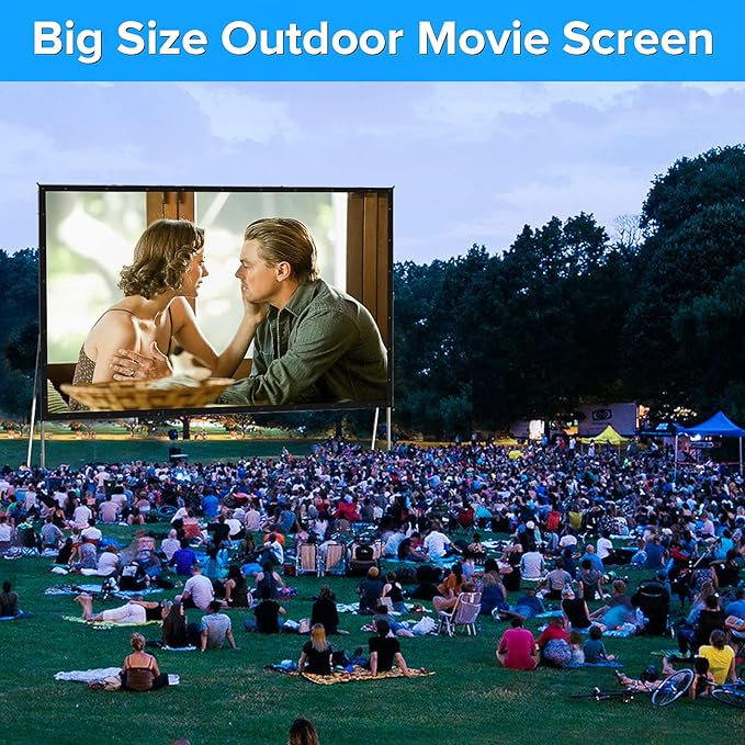 200 inch Projector Screen with Stand, Upgraded 3 Layers PVC 16:9 Large Outdoor - Image 5