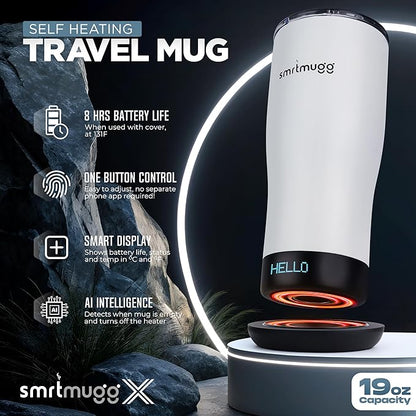 X Heated Coffee Mug 19 oz., 8 Hour Battery Life, Self-Heating, Adjustable Temp - Image 3