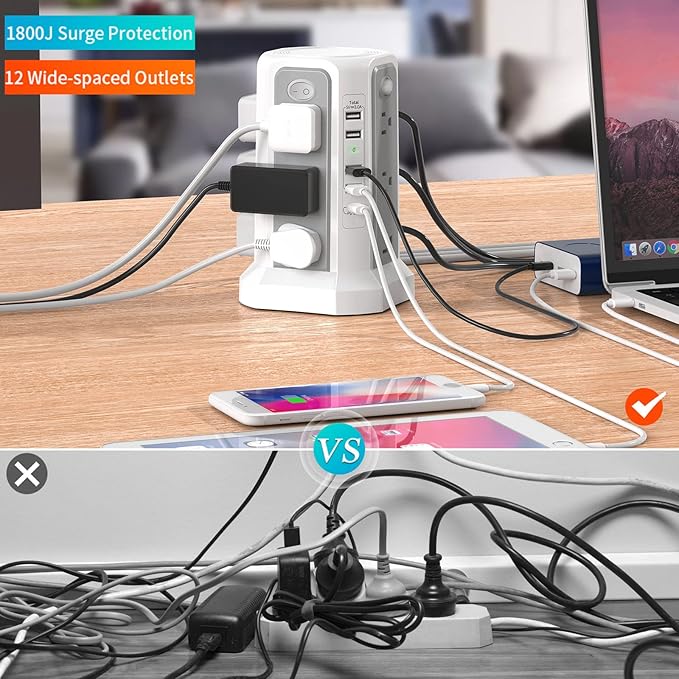 Surge Protector Power Strip Tower - Image 2