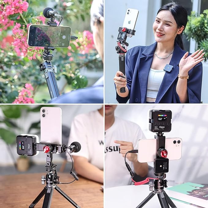 Metal Phone Tripod Mount 3 Cold Shoes & Arca Port, 360° Smartphone Tripod - Image 6