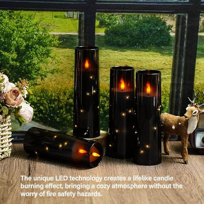 Flameless Candles with Embedded Star String, Battery Operated LED Pillar - Image 3