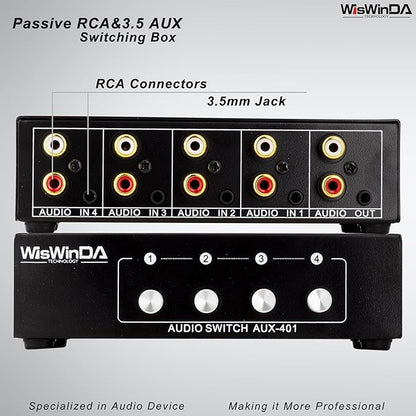 4-in 1-Out RCA 3.5mm AuxAudio Switch Box Audio Converter 4 Channels 1-in 4-Out - Image 5