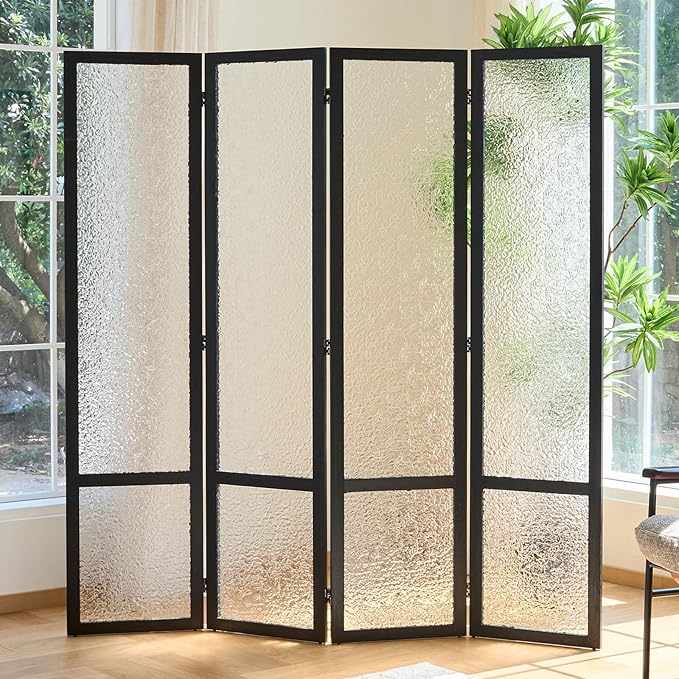 Acrylic Room Divider, 4-Panel Freestanding Partition Screen, Frosted by Svimi