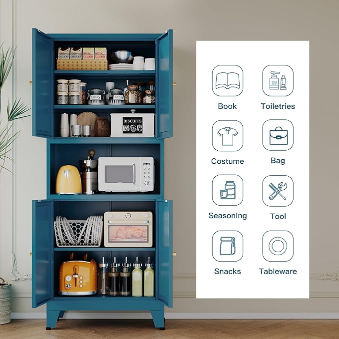 Metal Pantry Storage Cabinet, Microwave Stand - Image 6