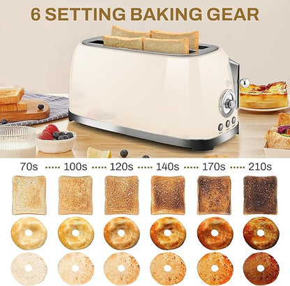 SUSTEAS Toaster 4 Slice Wide Slot, Stainless Steel Bread Bagel Toasters - Image 4