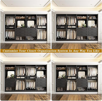 Unikito Closet System with Drawers, 100” Wood Closet Organizer with Hanging - Image 3