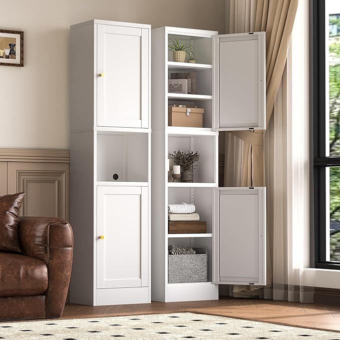 2-Door Metal Storage Cabinet, Tall Slim Pantry Organizer - Image 8
