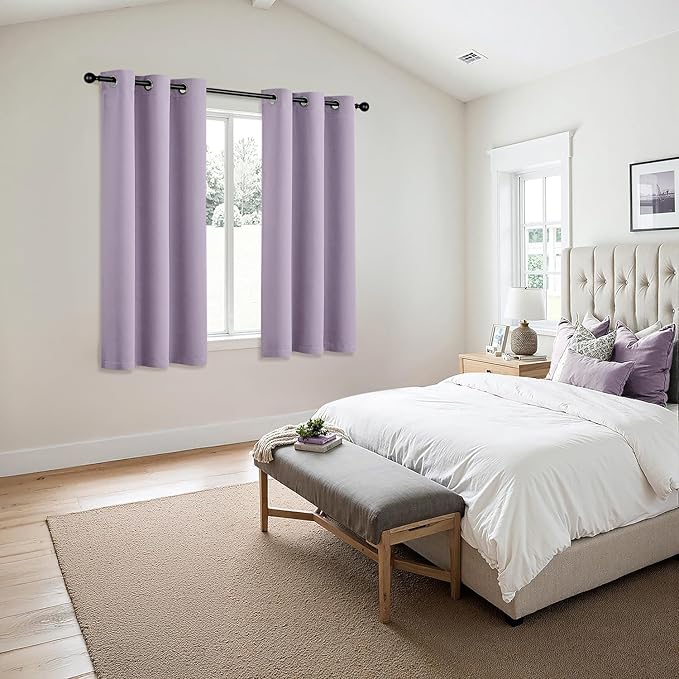 MIULEE Lilac Blackout Curtains for Bedroom Living Room 54 Inches Long 2 Panels - Image 6