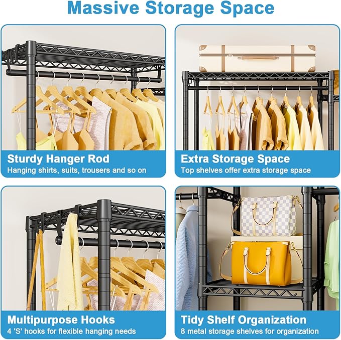 Ulif E4 Clothes Rack, Heavy-Duty Garment Rack, Metal Freestanding Clothing - Image 5