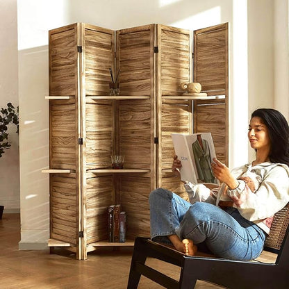 Partition Room Dividers, Folding Wood Privacy Screen - Image 7