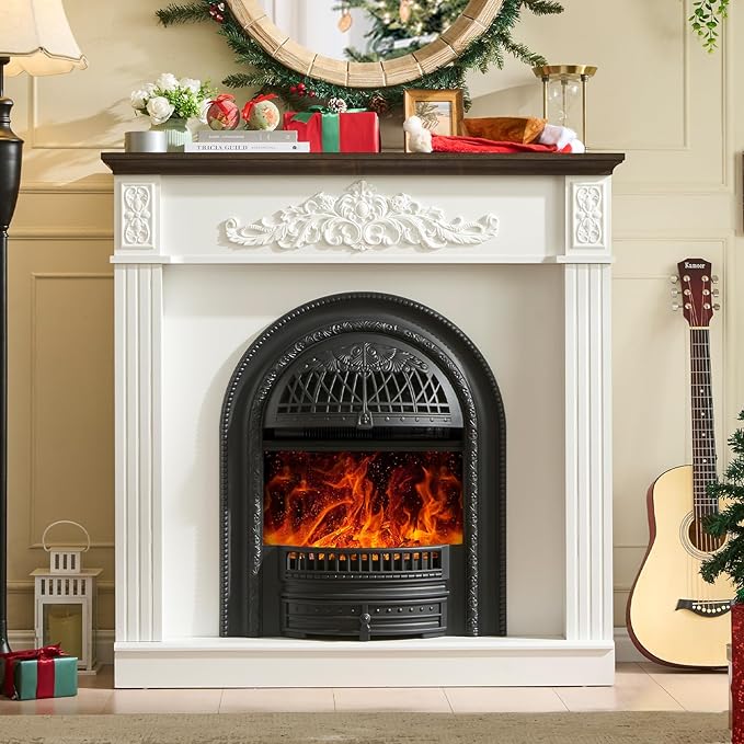 45" Electric Fireplace with Mantel, Farmhouse Electric Fireplaces TV Stand - Image 8
