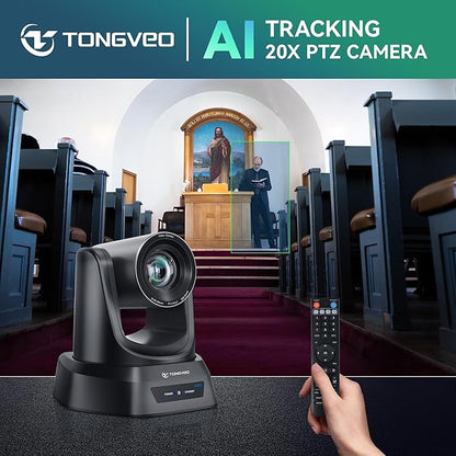 TONGVEO 4K AI PTZ Camera with Auto Tracking and 20X Optical Zoom, Conference - Image 2