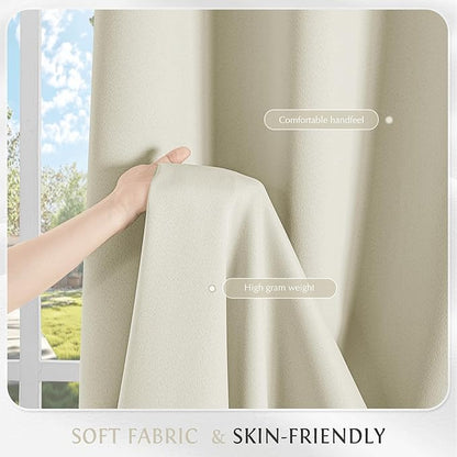 Beauoop Cream 100% Blackout Curtains 54 Inch Long 2 Panels - Image 7